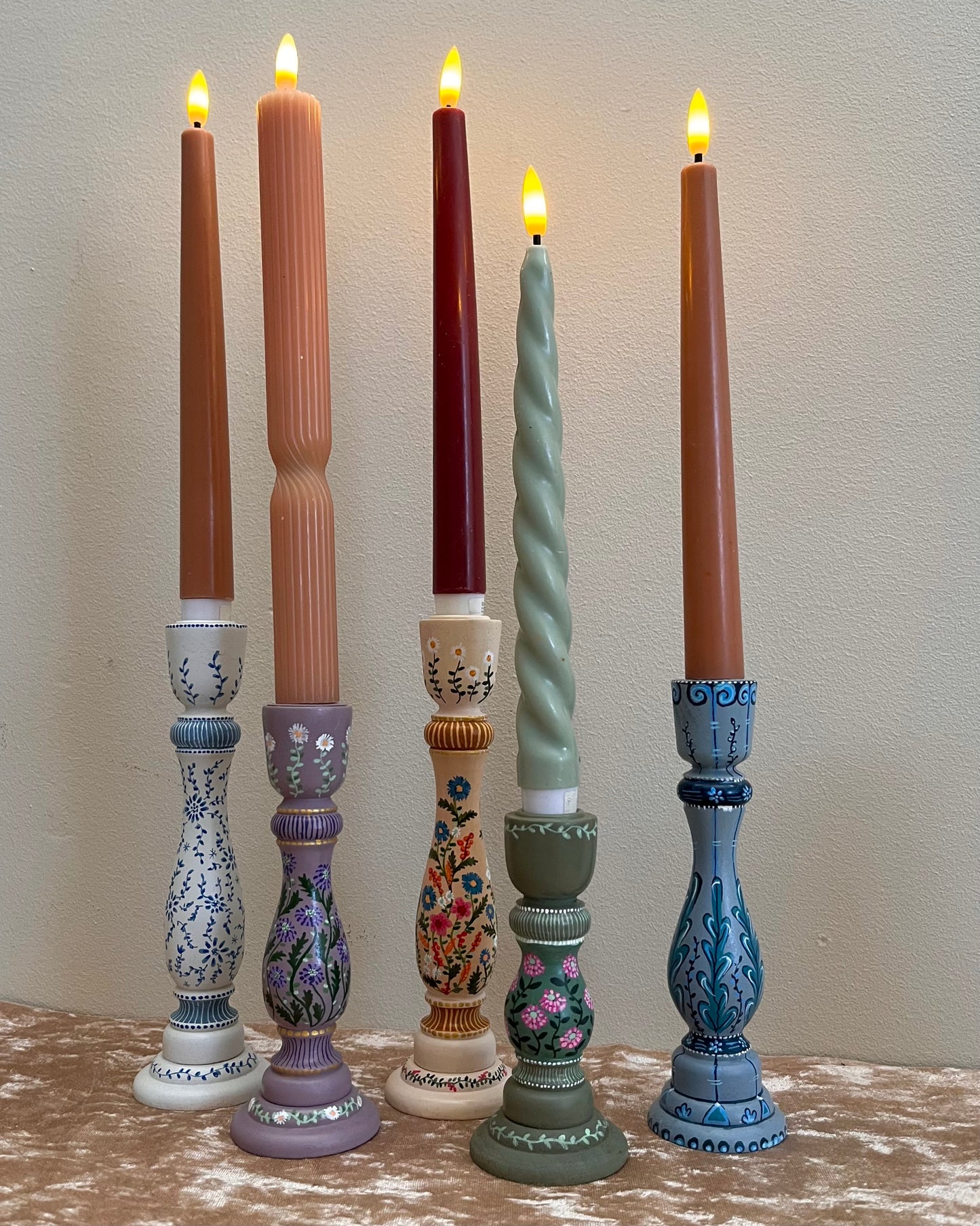 Green garden candleholder 12cm