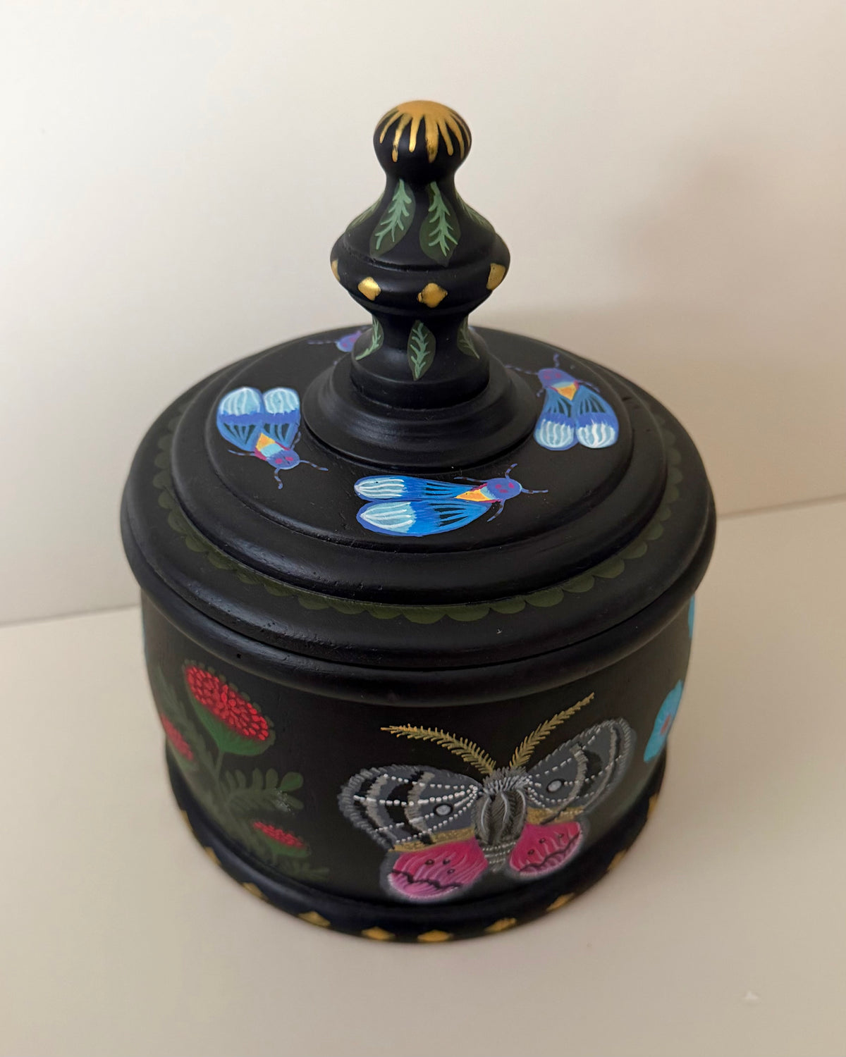 Black jewelrybox with colorful butterfly