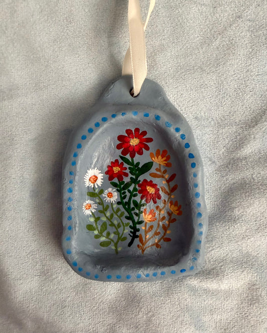 Handmade wall art with flowers painting