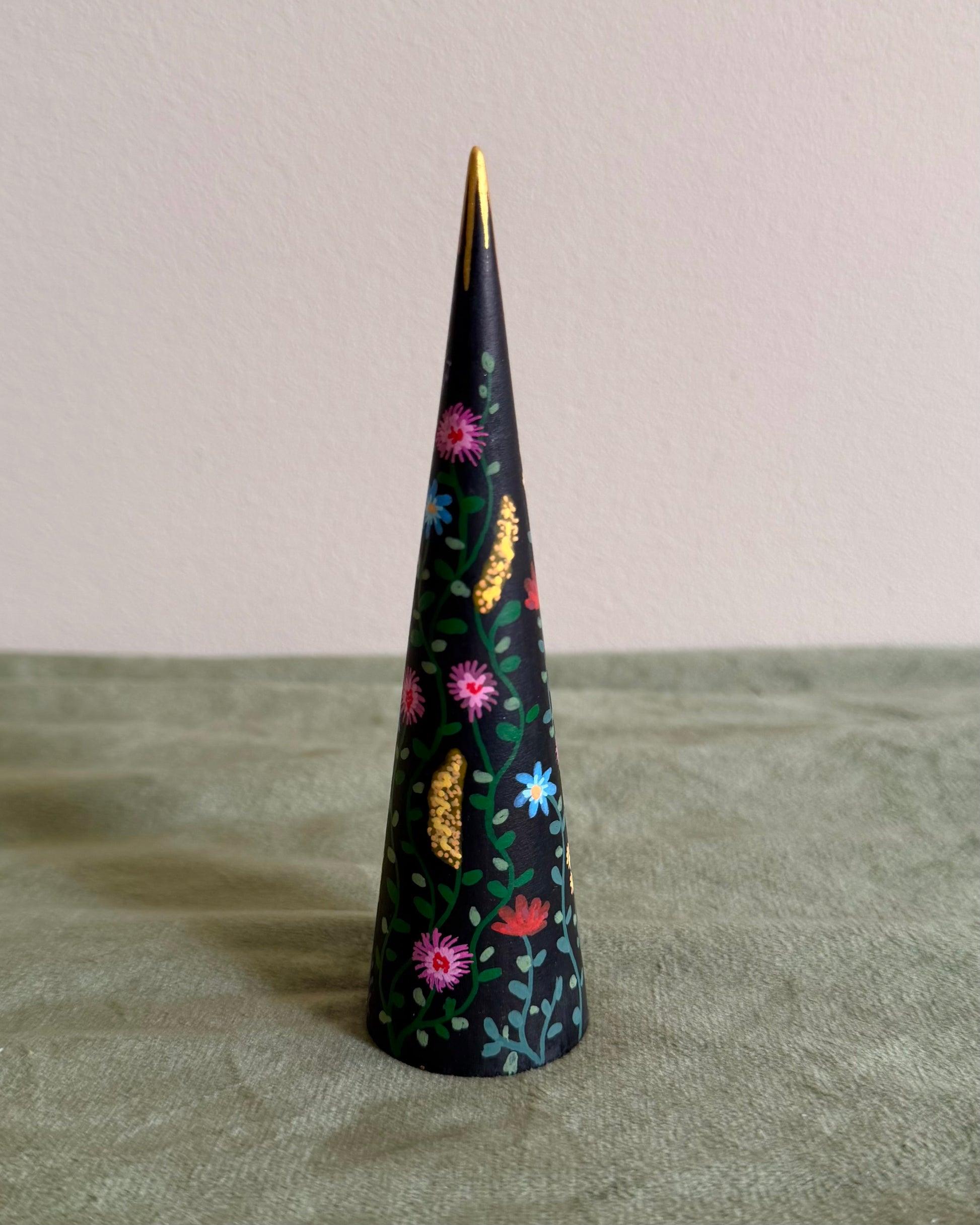 Pink ringcone with colorful flowers illustation