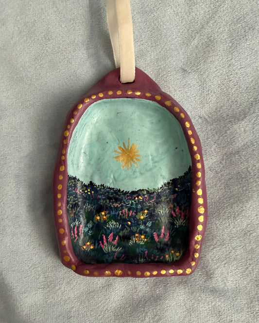 Handmade handpainted wall painting spring garden