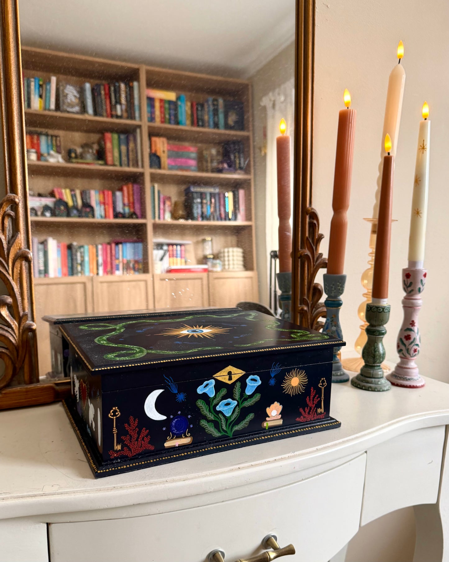colorful jewelrybox with curiosity illustrations