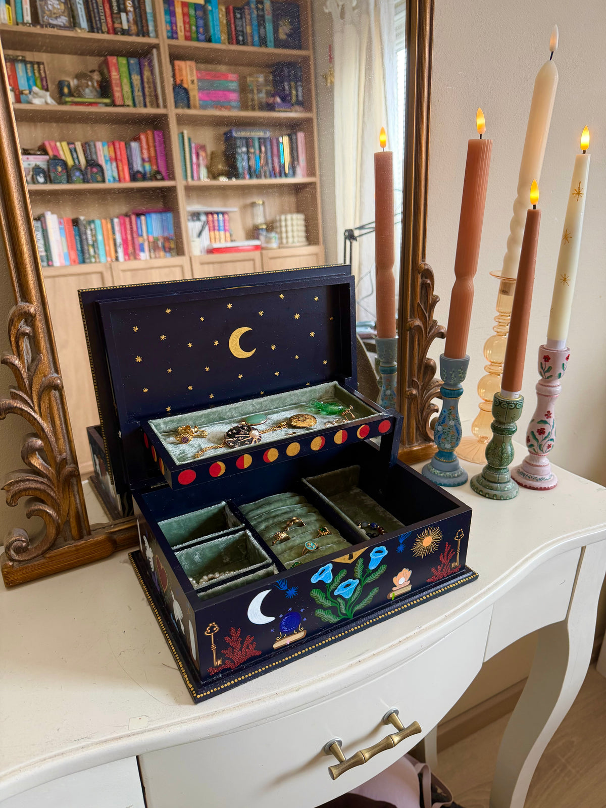 colorful cabinet of curiosity illustrations silk velvet jewelrybox