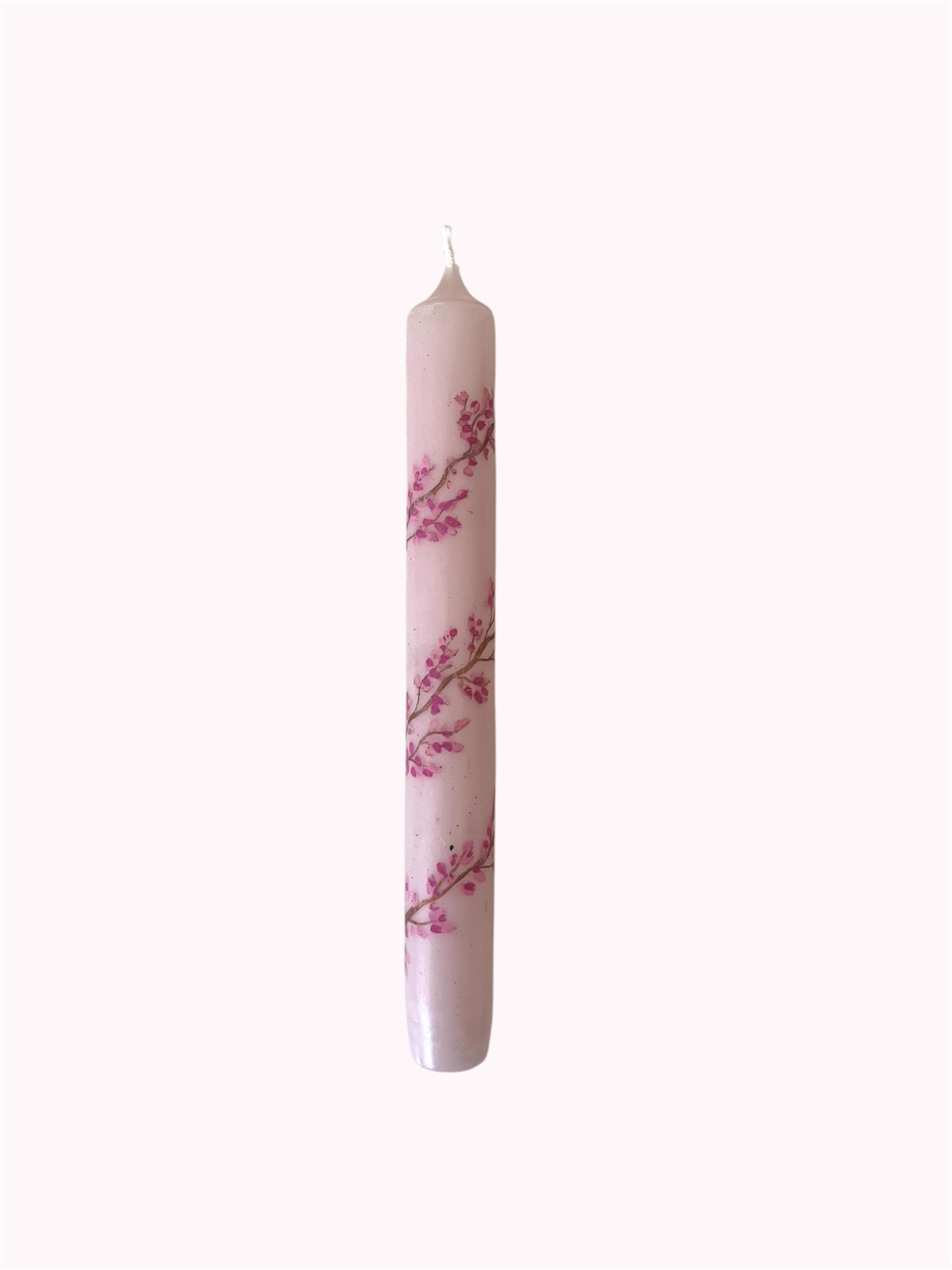 roze kaars met handbeschilderde bloesem 