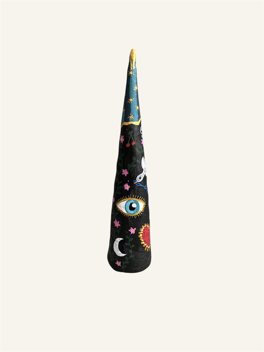 handmade handpainted ringcone with doodle design colorful lucky eye 