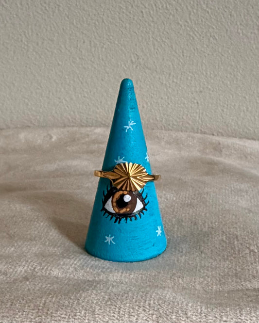 blue ringcone with lucky eye illustration for good luck charm