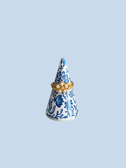 delftsblauwe ringkegel voor vintage ringen display 