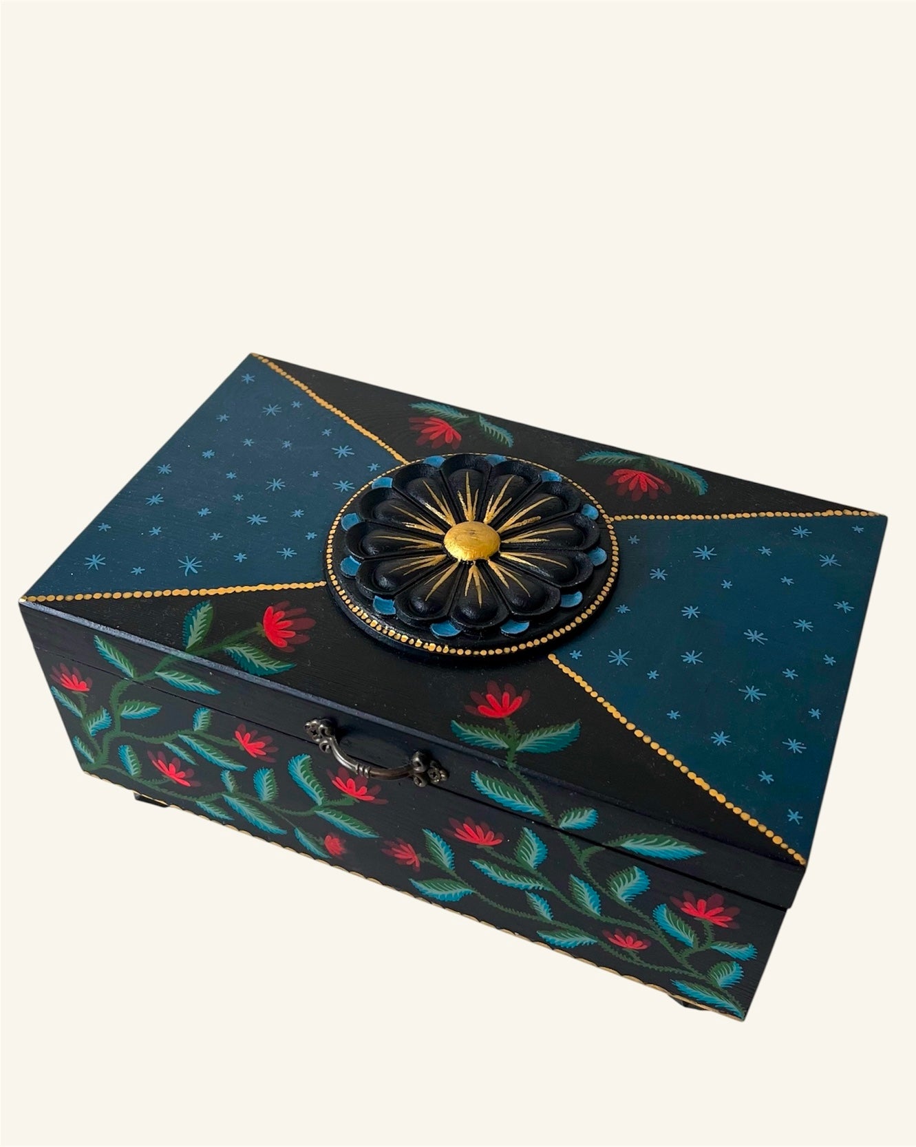 swanlake inspired jewelrybox handpainted velvet floral art painting 